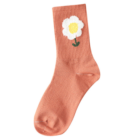Women's Long Letter Simplicity Feather Yarn Socks