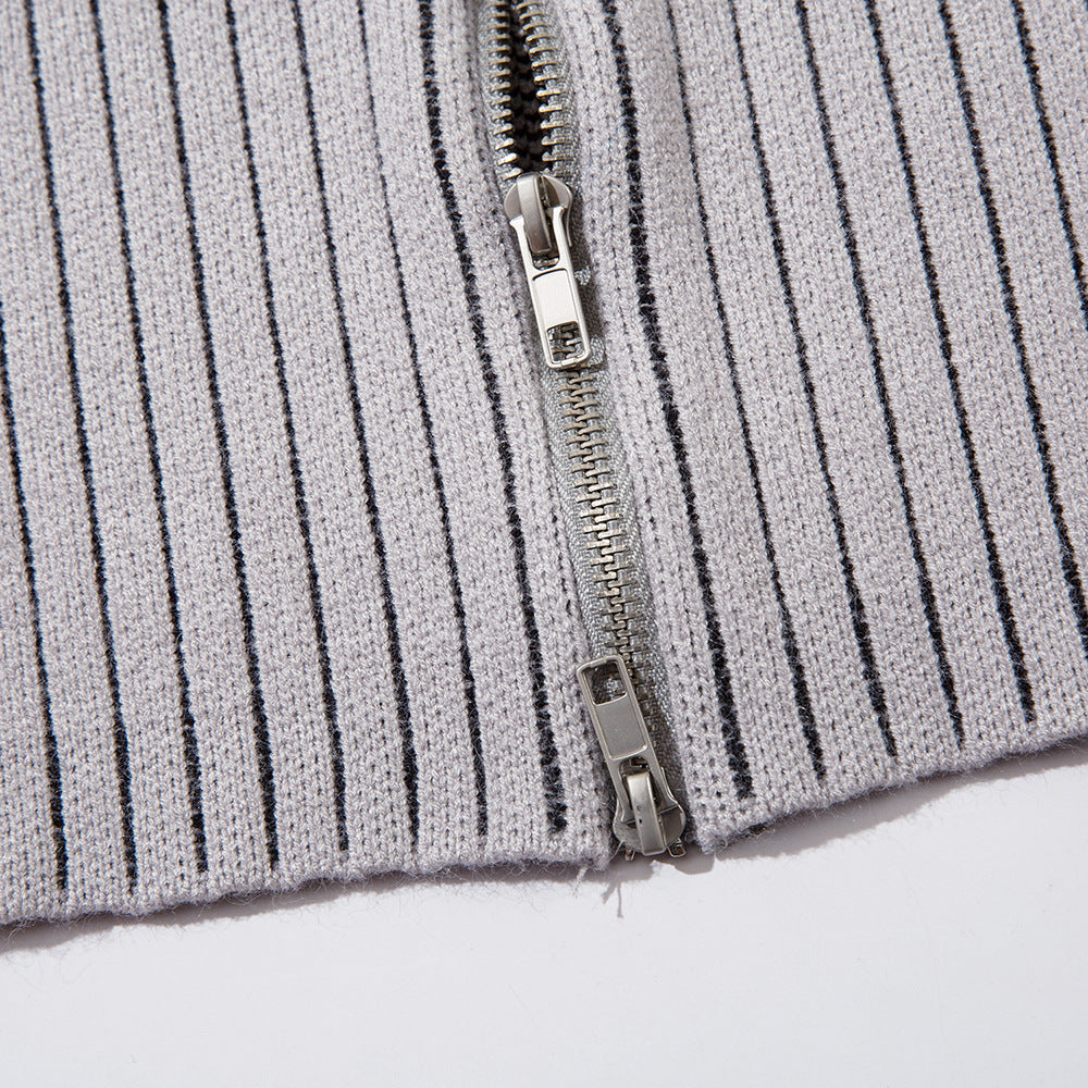 Men's Fashion Stripe Knitted Sweater Coat