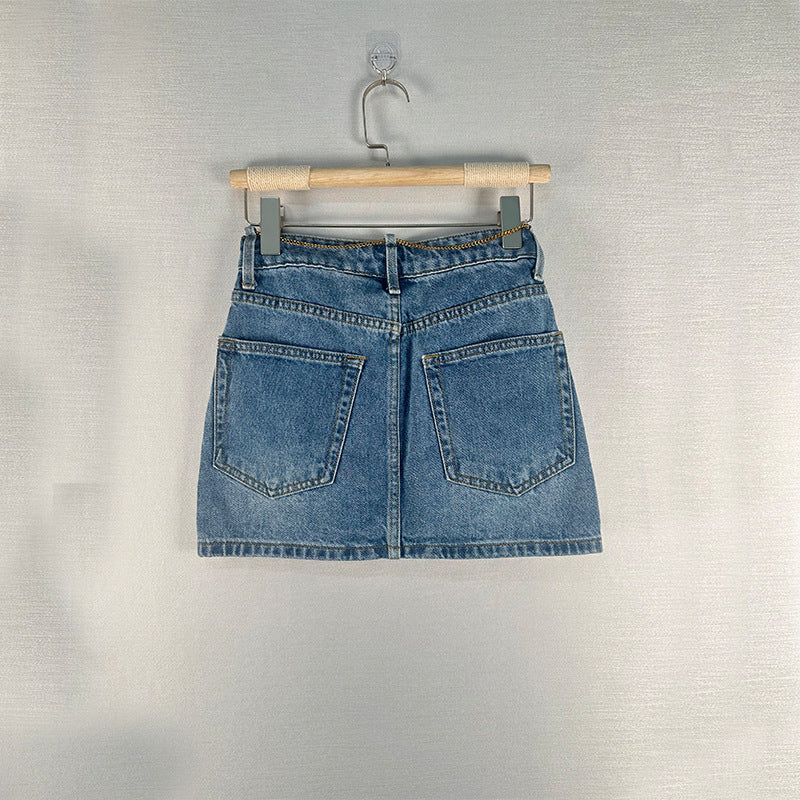 Kvinders Højtaljede Løse og Slankende A-formede Denimbukser