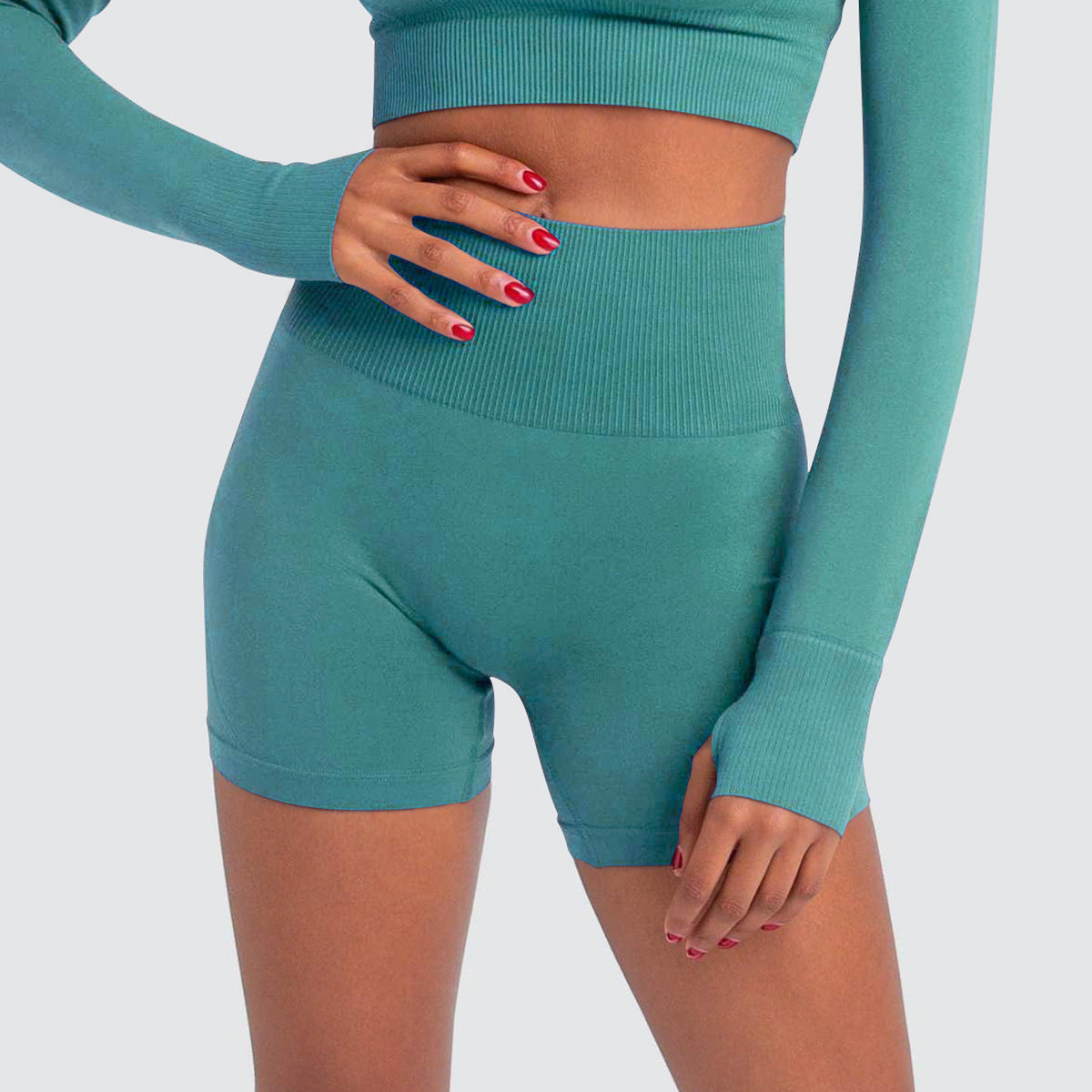 Seamless Sports Solid Color Tight Shorts