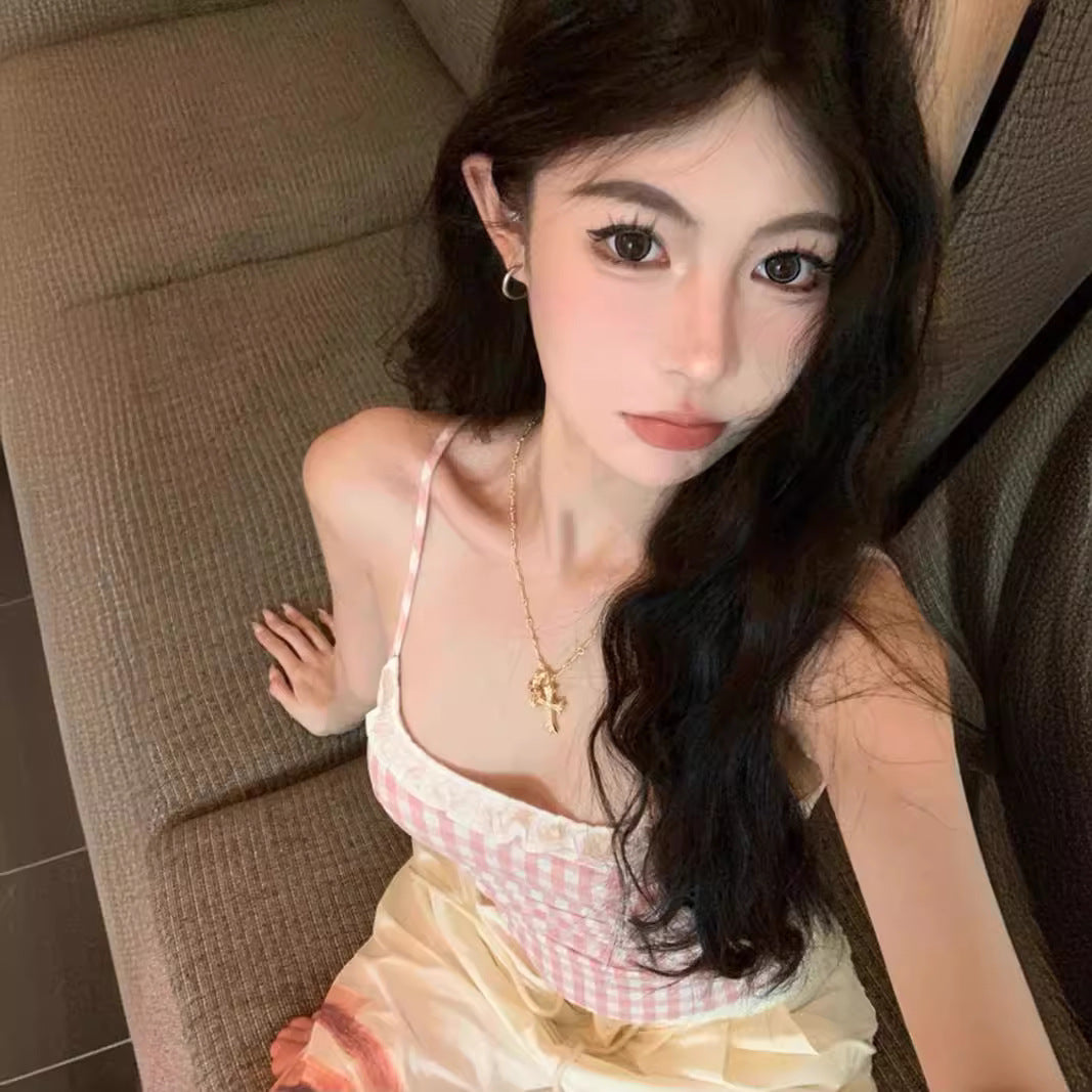 Womens Plaid LaceTrimmed Camisole FashionForward Style