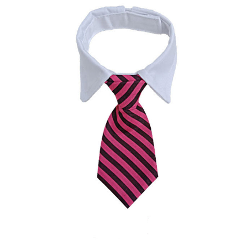 Pet Striped Tie Dog Teddy Bow Tie Scarf Blouse Collar