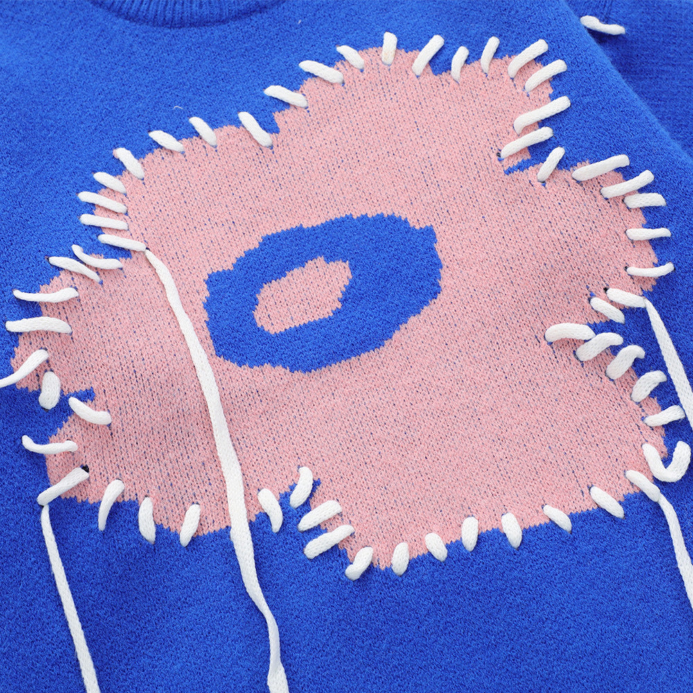 Sewn Design Feel Flower Pullover Sweater Men