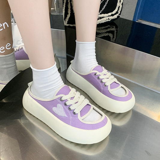 Canvas Slippers Women's New Baotou Sponge Cake Bottom Fashion