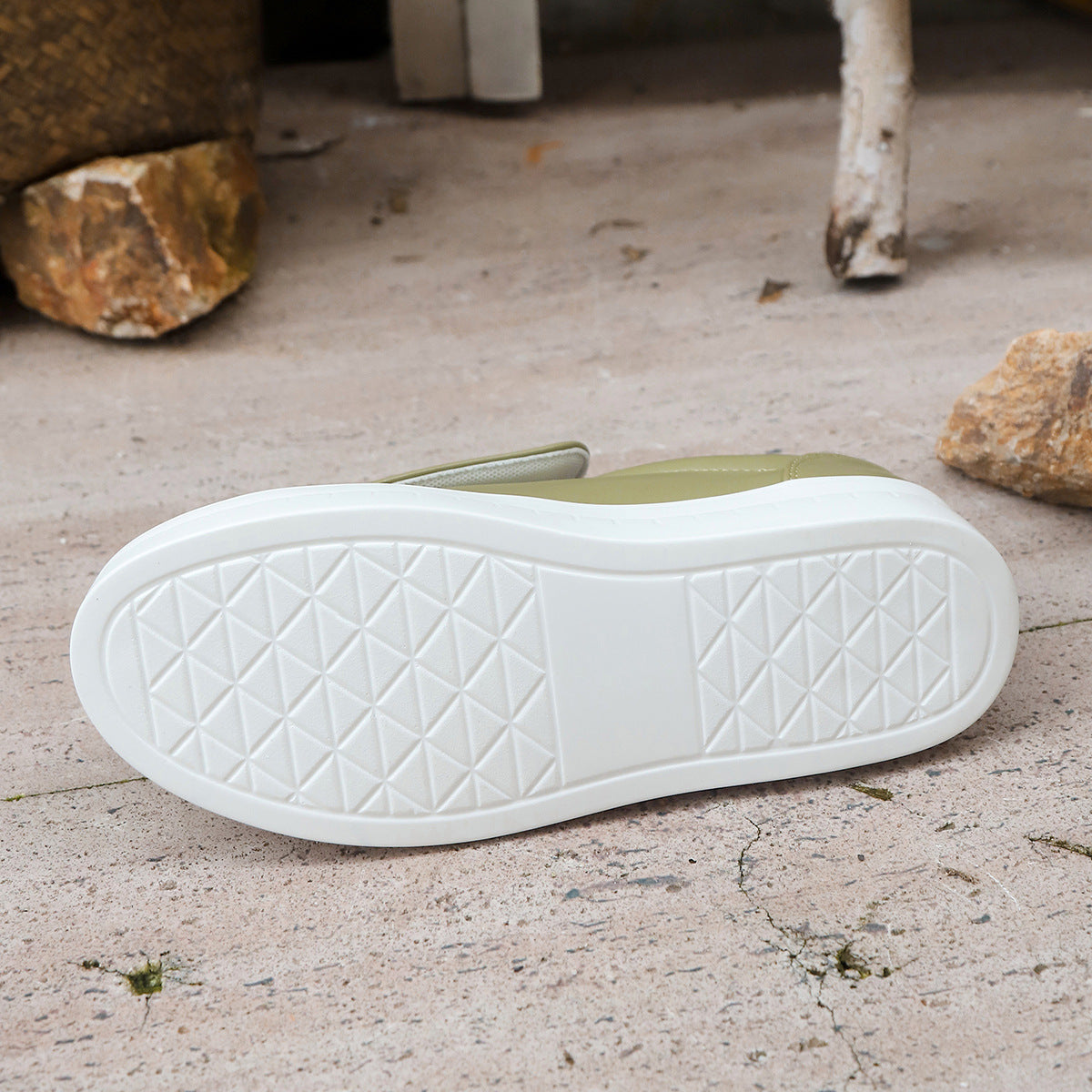 Lightweight Thick-soled Slip-on Sneakers With Velcro Closure