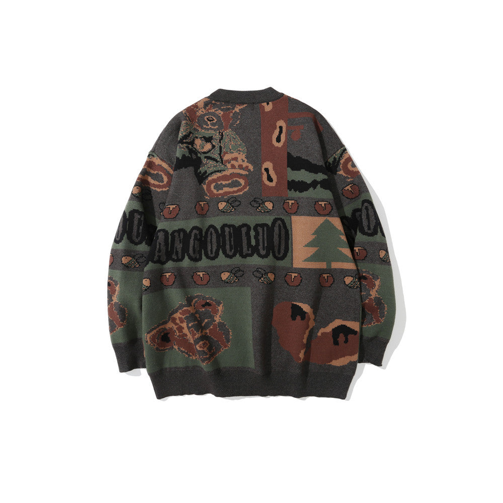 European And American Style Vintage Jacquard Knitted Sweater