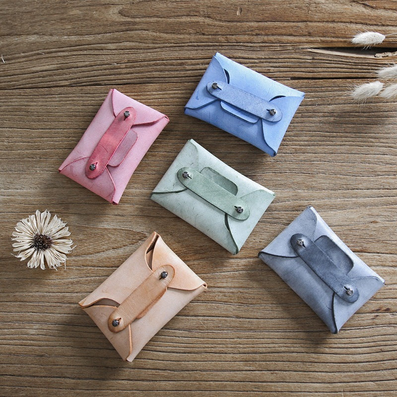 Handmade Vintage First Layer Leather Card Holder Mini Coin Purse