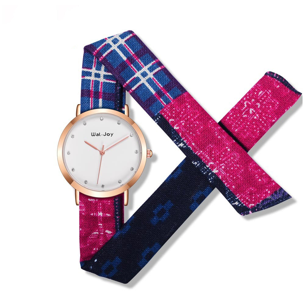 Creative Watch Printed Cloth Belt Waterproof