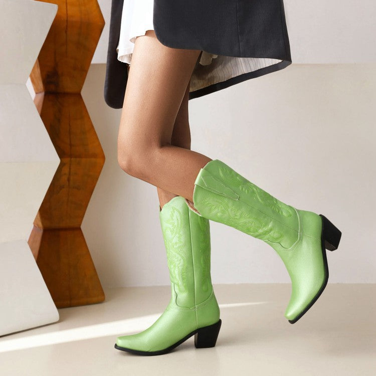 Embroidered Cowboy Western Boots Ladies Mid-Cut
