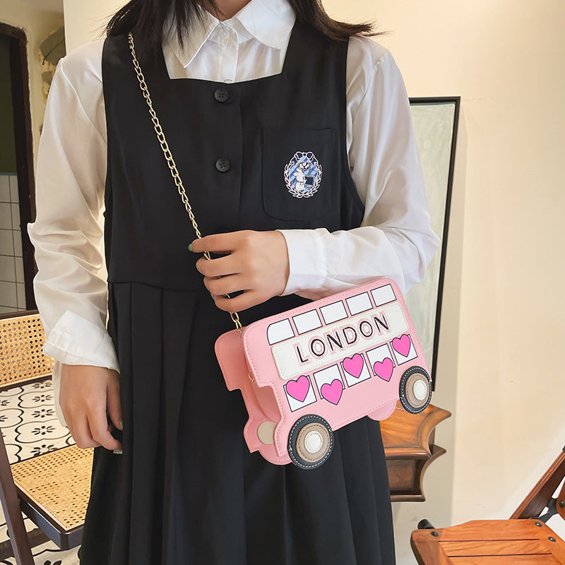 Women's Fashion Personalized Embroidered Love Letters Small Car Shape Crossbody Bag