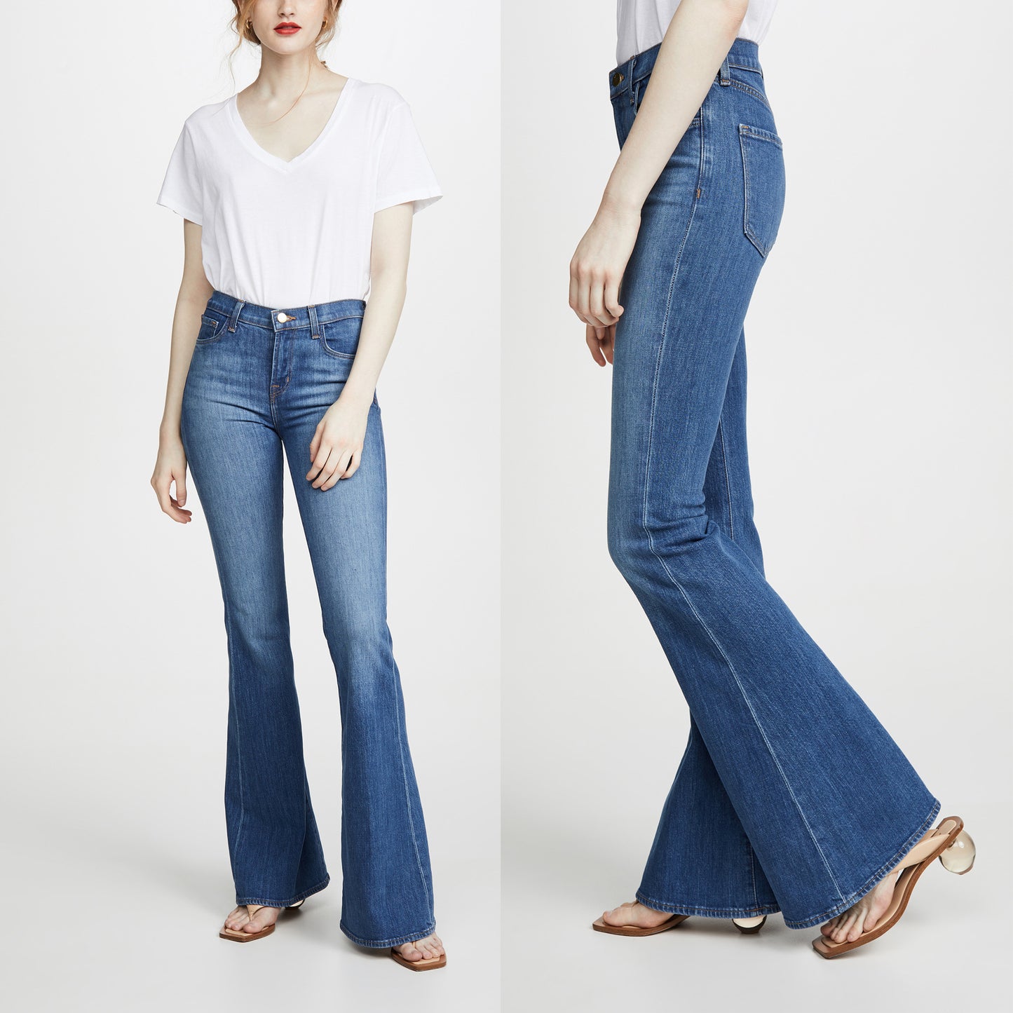 Store Flared Jeans til Kvinder Højtaljede Stretch Slim-fit Slankende Bukser med Slankende Effekt