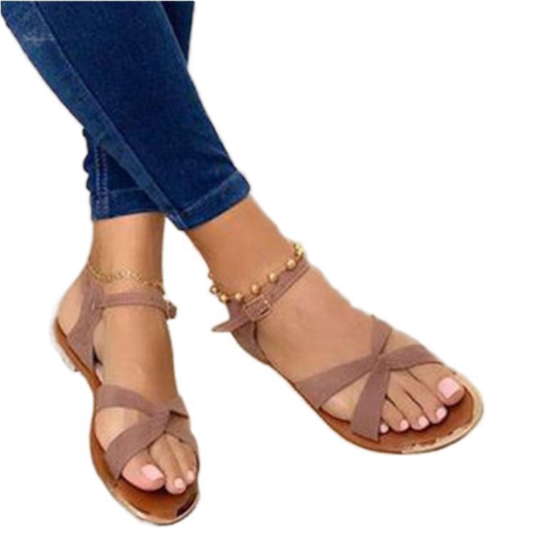 Flat Bottom 36-42  Toe Buckle Casual Sandals Women