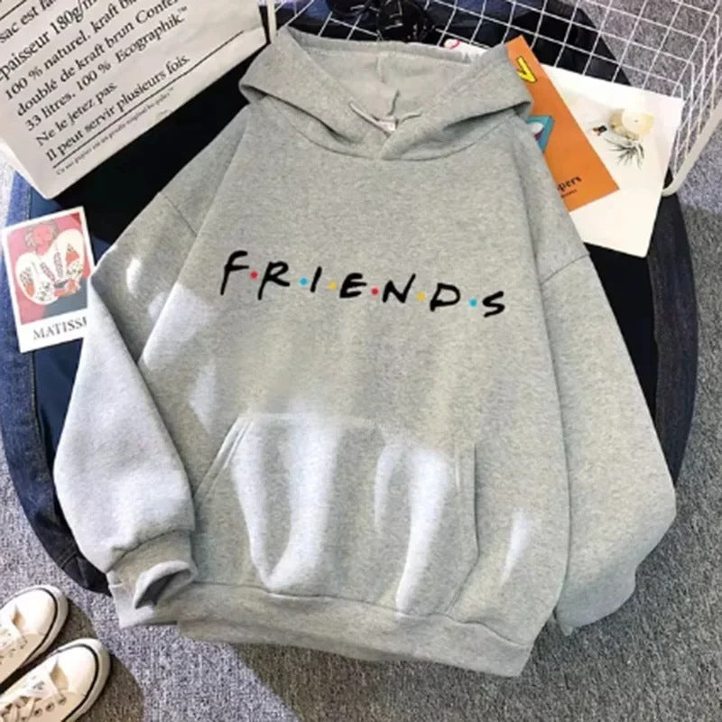 Dame hættetrøje med lange ærmer og 'Letter Friend'-print