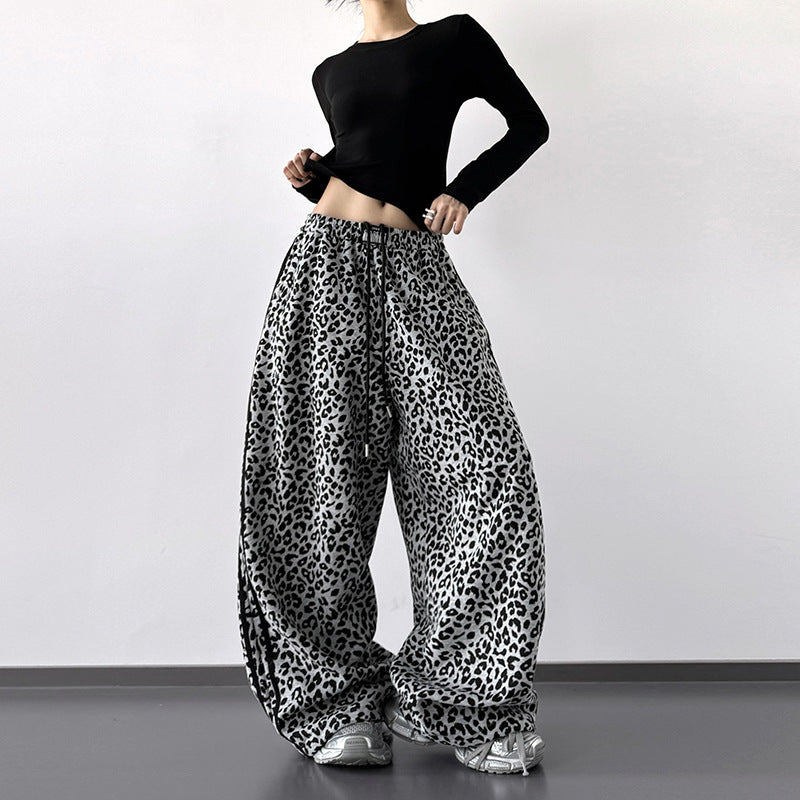 Womens High-waisted Casual Wide-leg Pants