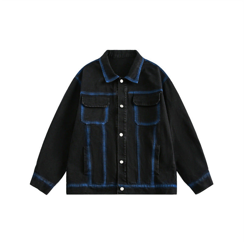 Niche Heavy Industry Paint Metal Ring Design Leather Coat Suit