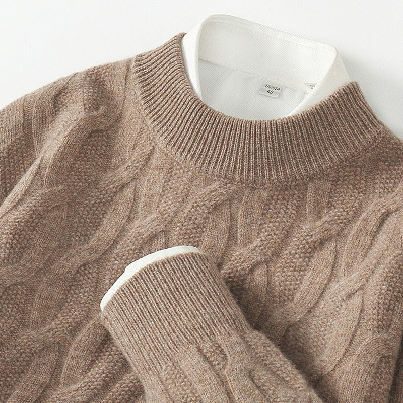 Men's Half Turtleneck Thick Sweater Pullover Knit Shirt