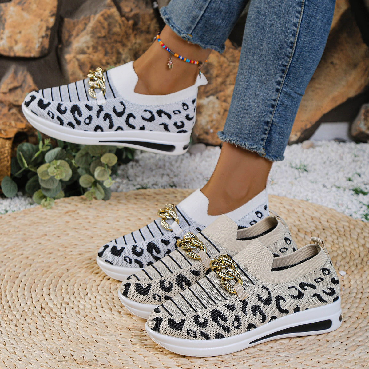 Flade slip-on-loafers, store, afslappede sneakers, åndbare