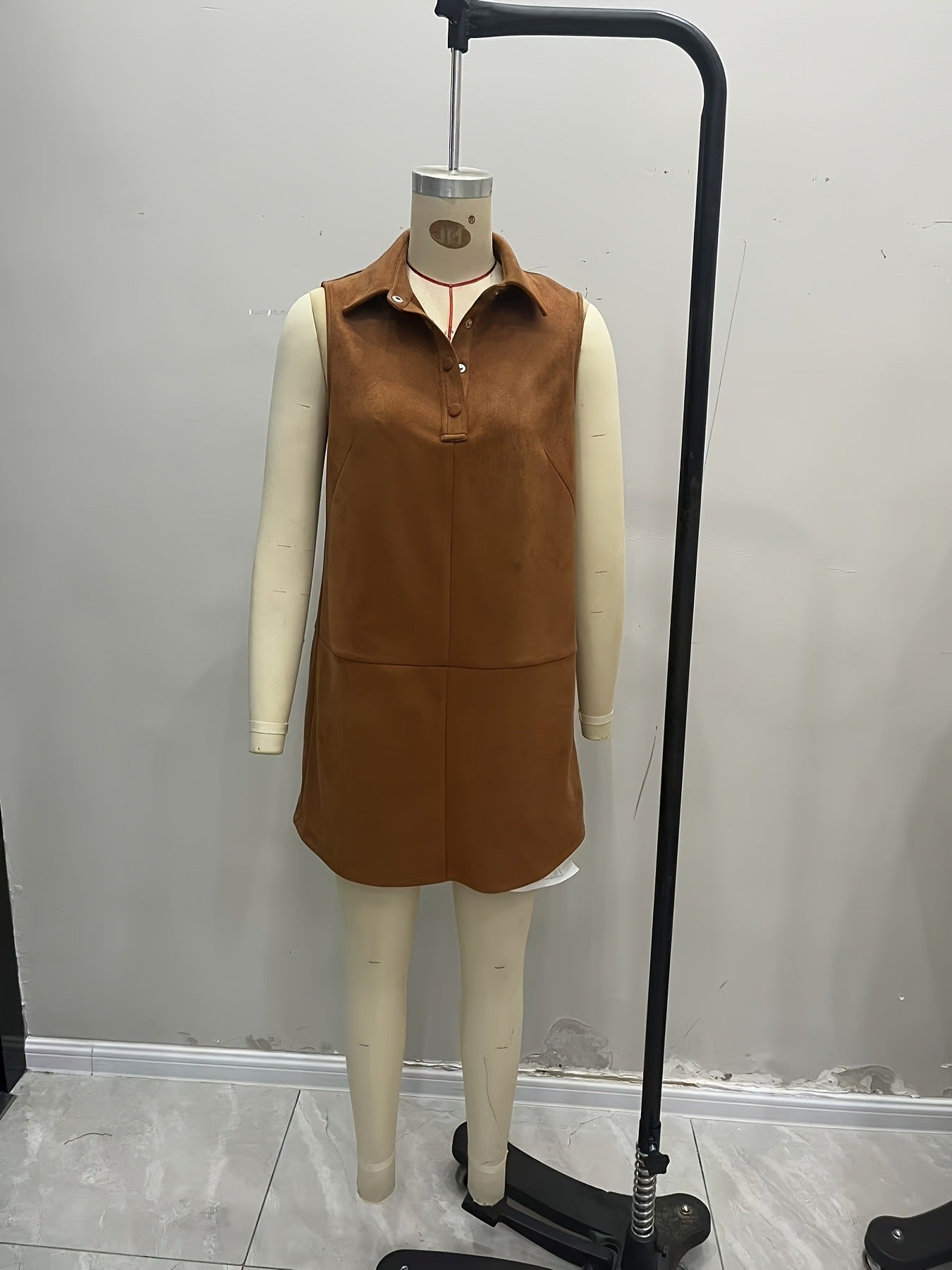 New Shirt-collar Vest Dress For Niche Styles