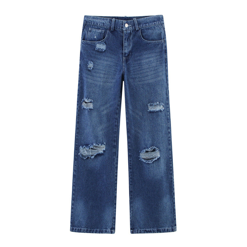 Women's Fashion Leisure Ripped Jeans