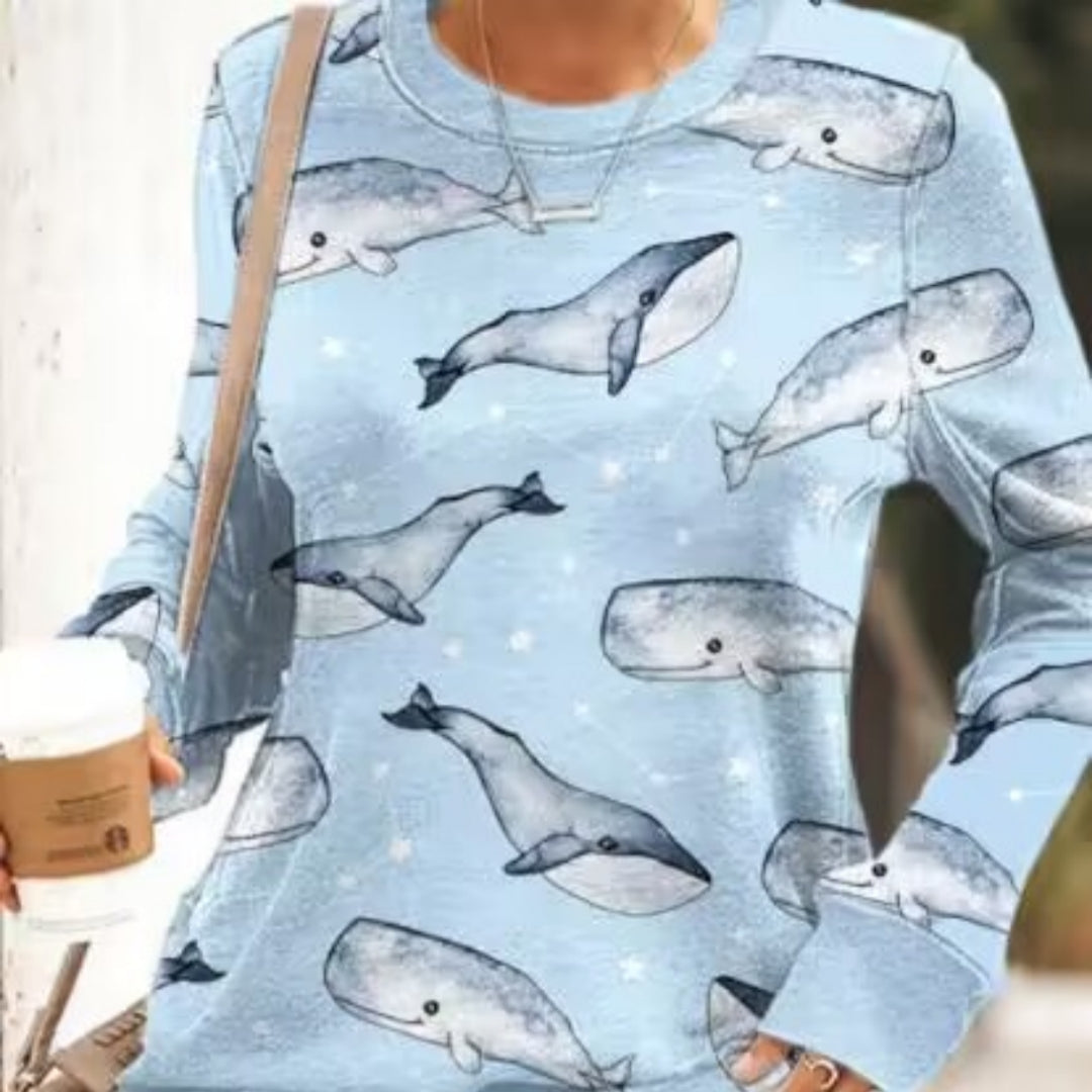 Unisex sweatshirt med printet rund hals