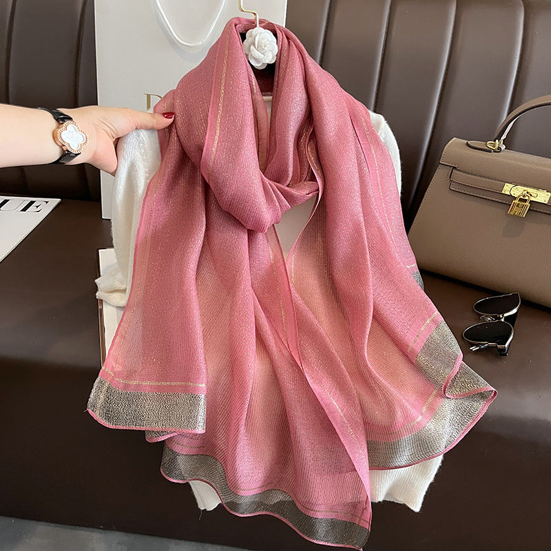 Women's Lightweight Silk Shawl, Elegant Long-style For Socialites