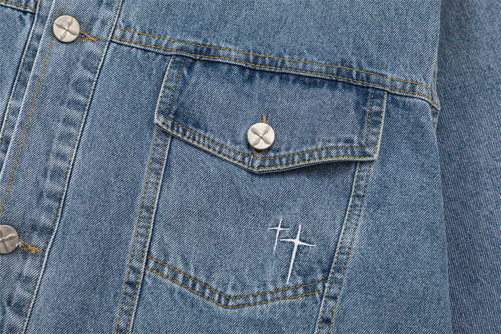 American High Street Letter Embroidery Denim Clothes Jacket