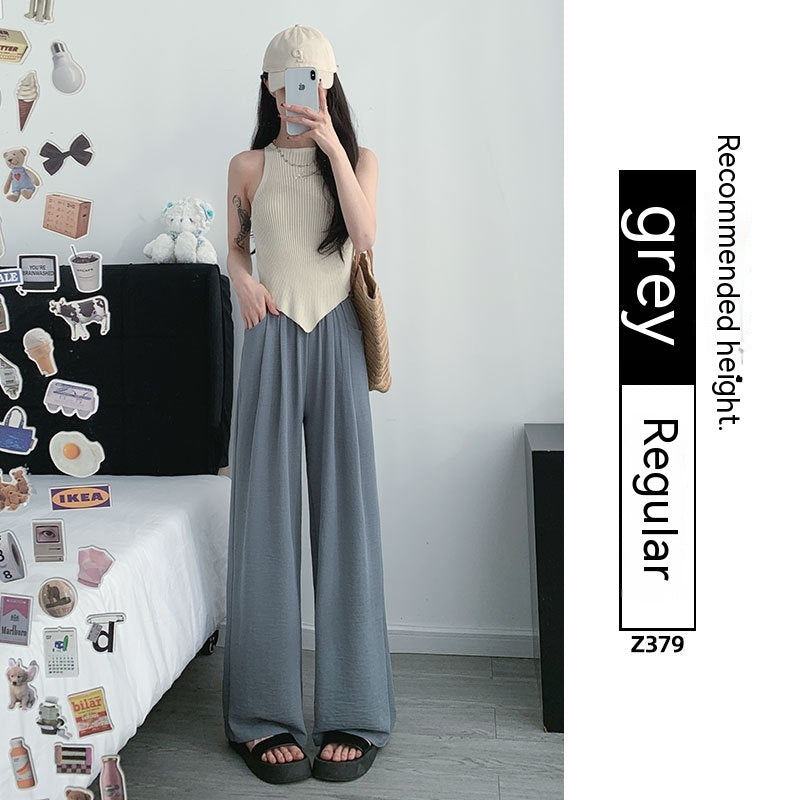 Ice Silk Wide-leg Women's Thin Straight Loose Casual Pants