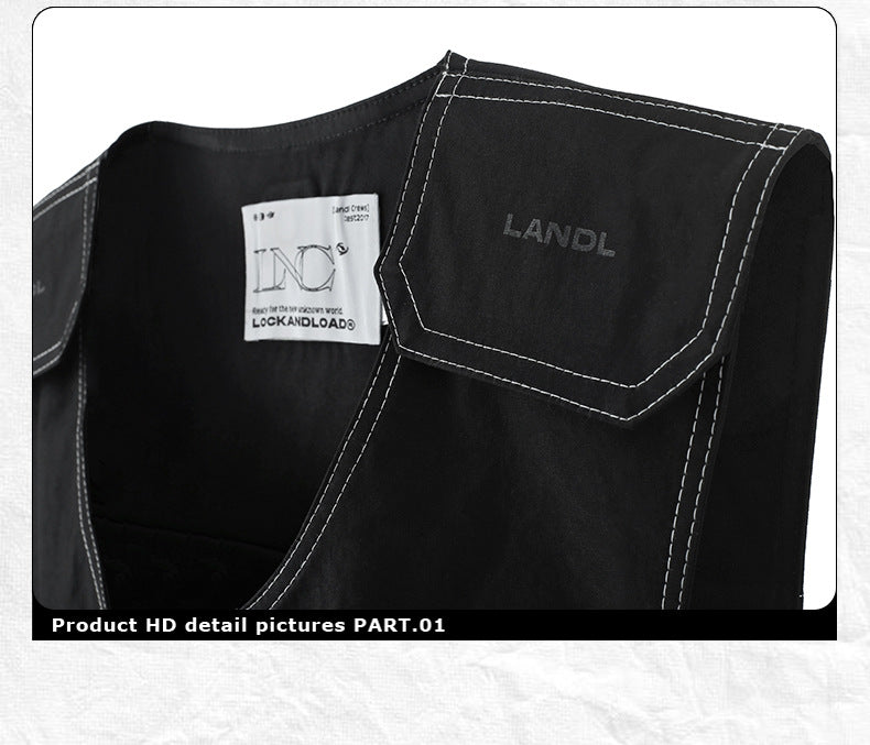 Tactical Zipper Multi-pocket Cropped Men's Vest