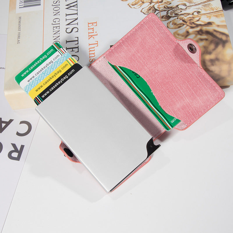 Automatic Pop-Up Aluminum Anti-theft Swipe Storage Card Holder
