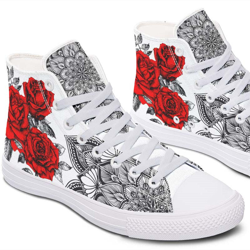 Men's And Women's Fashion Color Printing High-top Canvas Shoes