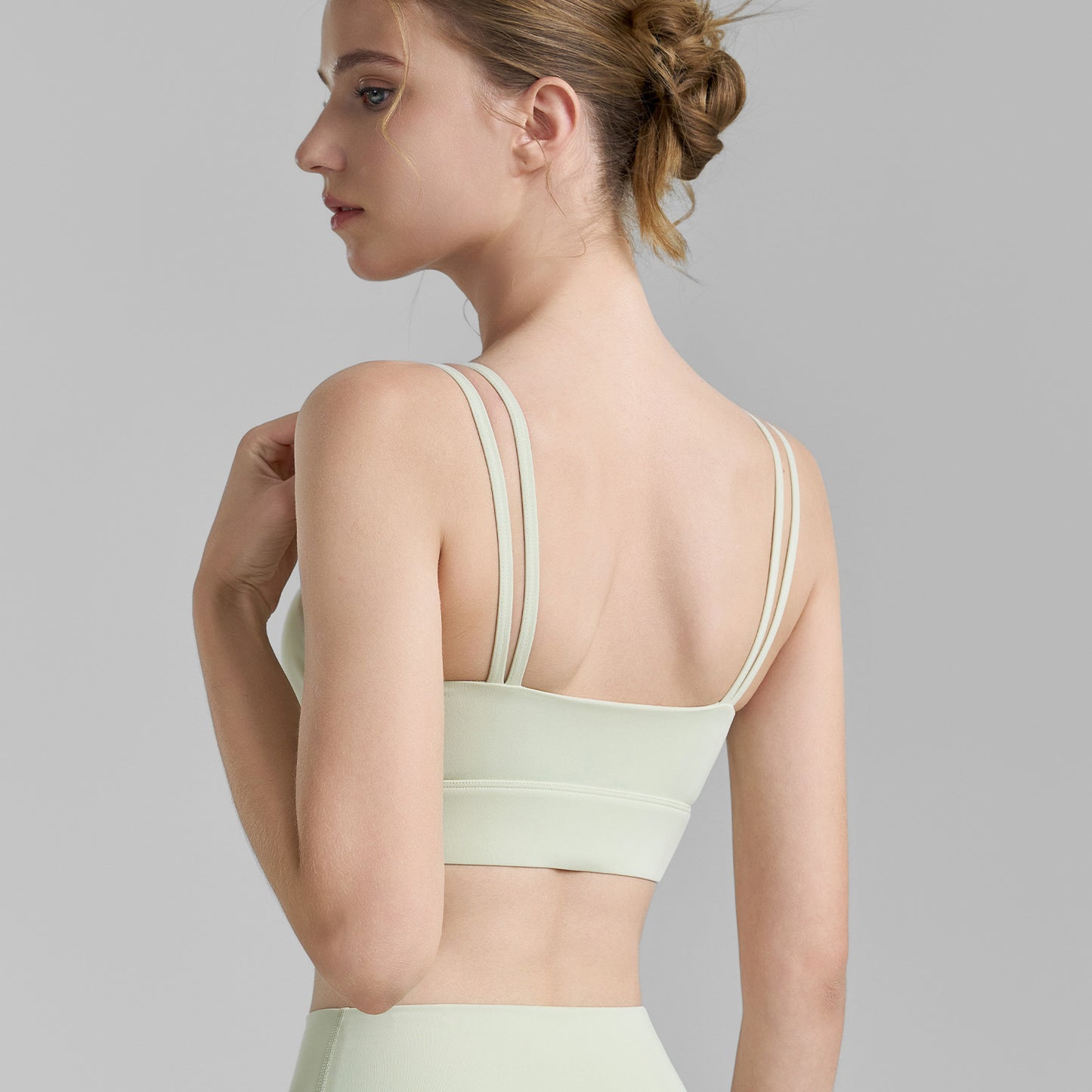 New Mesh Pleated Sports Bra With Large Backless Fitness Top