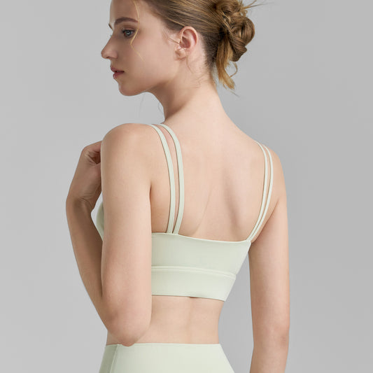 New Mesh Pleated Sports Bra With Large Backless Fitness Top