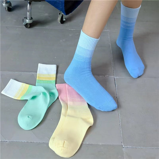 Fashion Gradient Color Street Skateboard Sports Socks