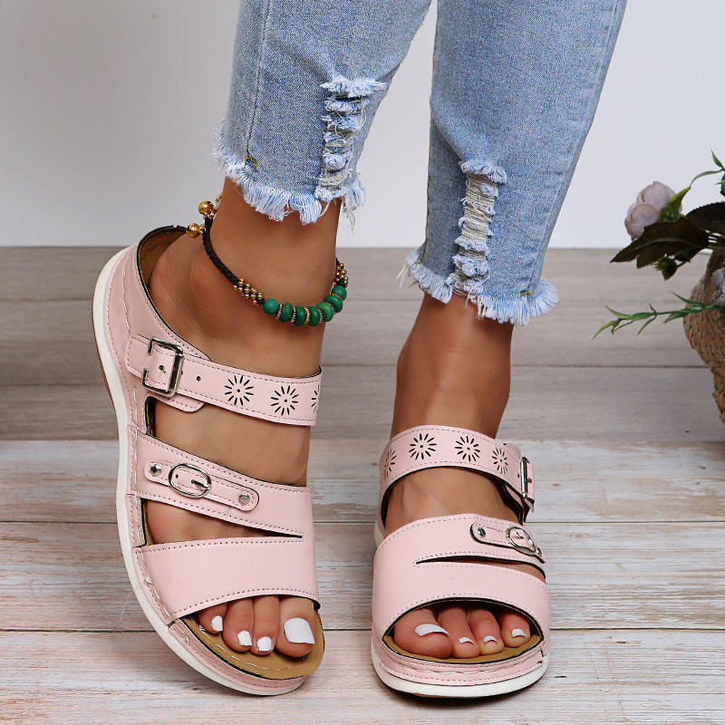 New Foreign Trade Plus Size Hollow-out Fashion Wedge Ladies Casual Sandals