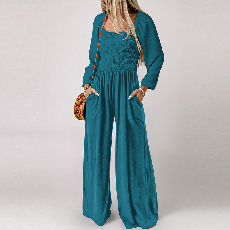 New Solid Color Wide Leg Trousers Women's European And American Thin Simple