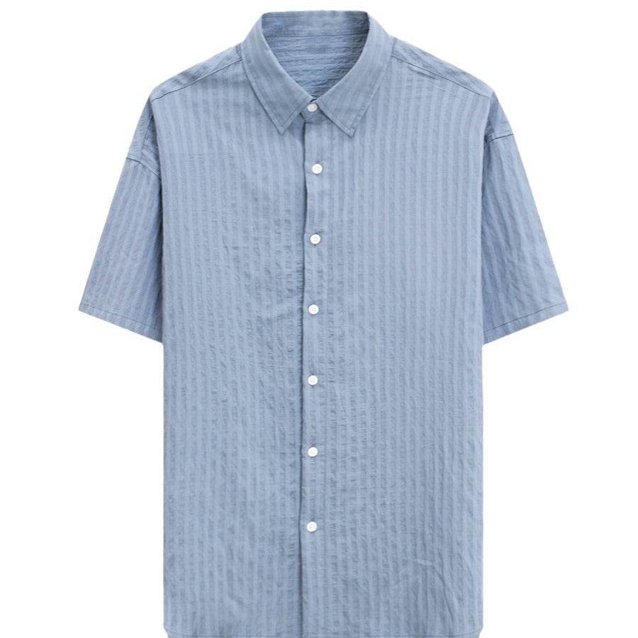 Lightly Mature-style Mens Shirt Jacket With A Draped, Mid-length Sleeve
