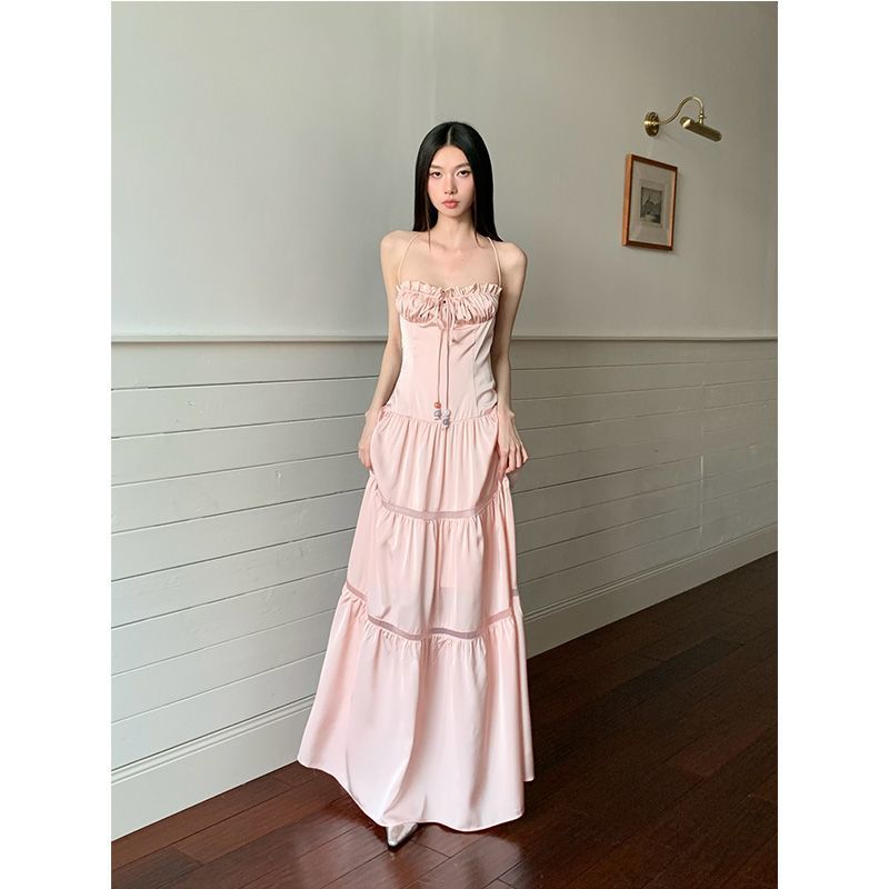 Island-Resort Style Strapless Slip Dress With Ties