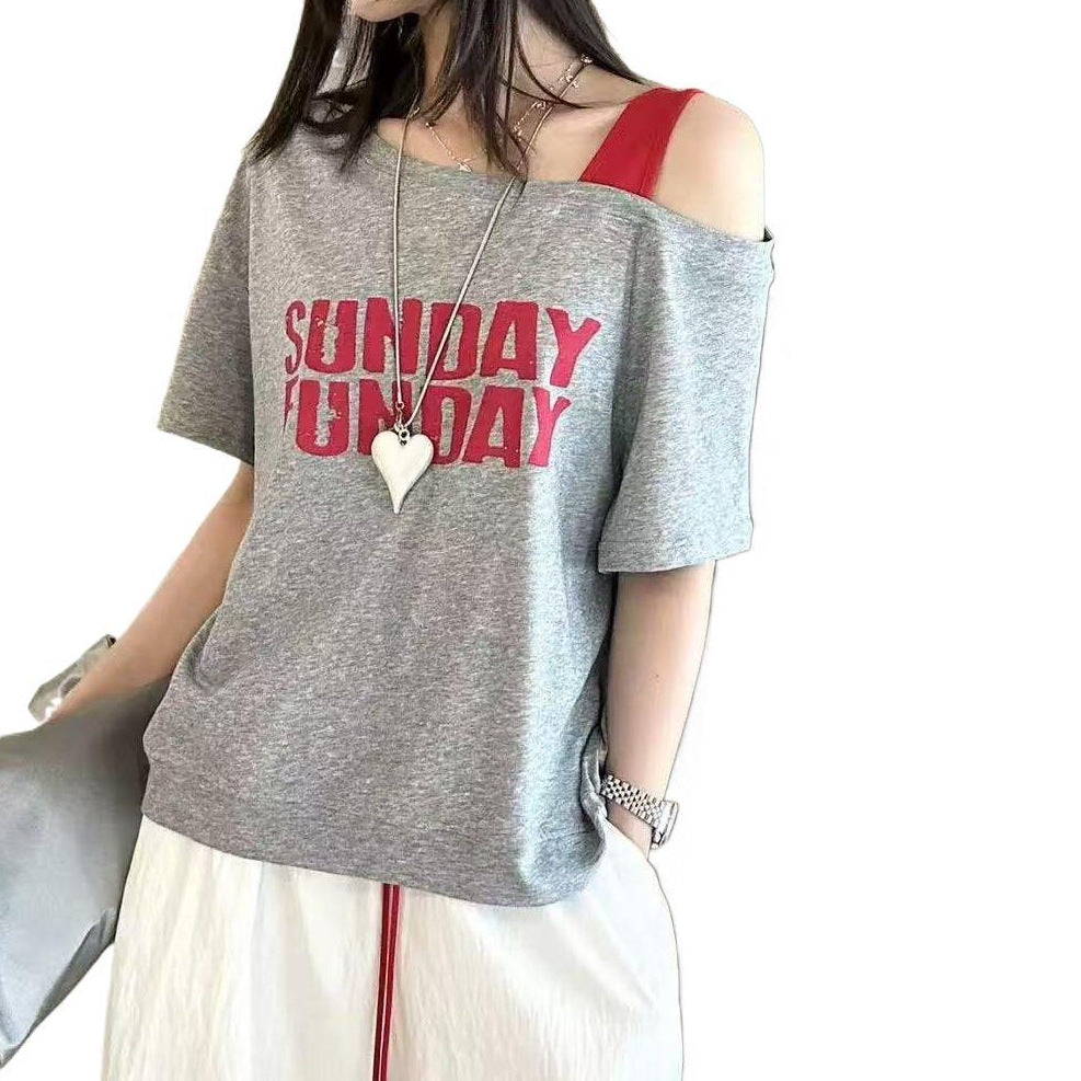 Kortærmet løs, slankende T-shirt-top