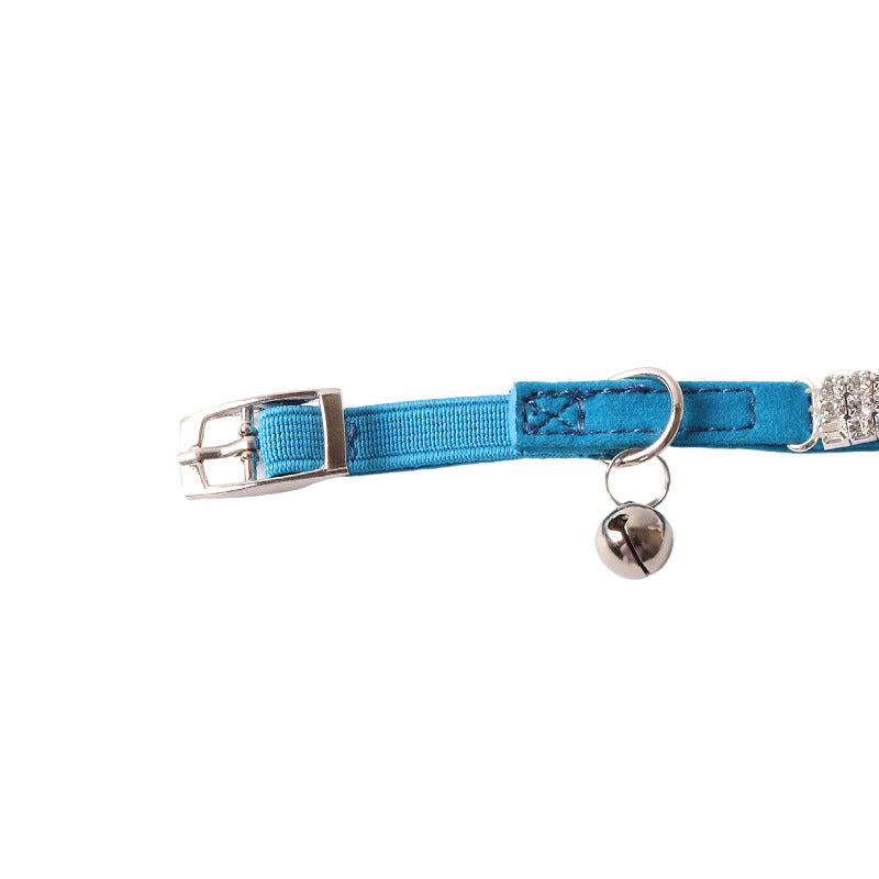 Pet Color Flannel Elastic Buckle Gang Drill Cat Collar