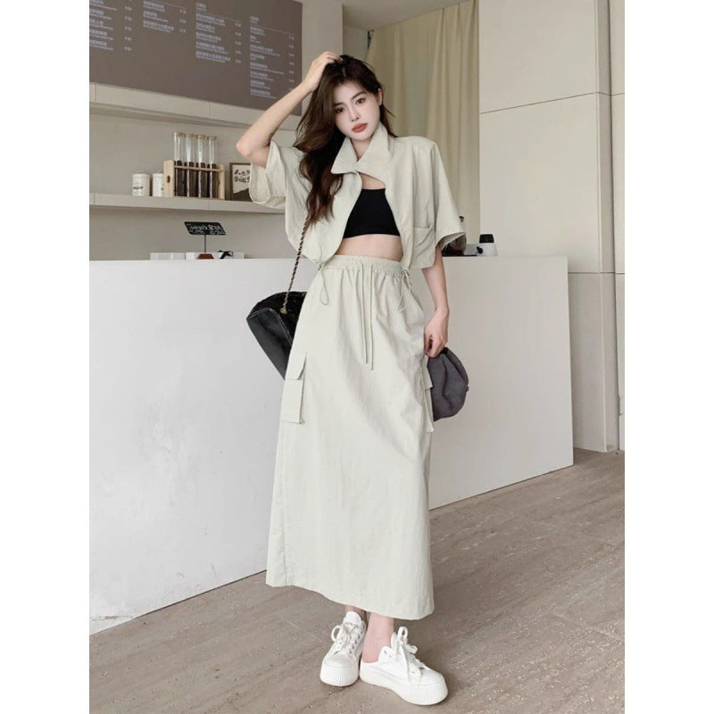 Stylish Relaxed-fit Two-piece Dress Set For Petite Women