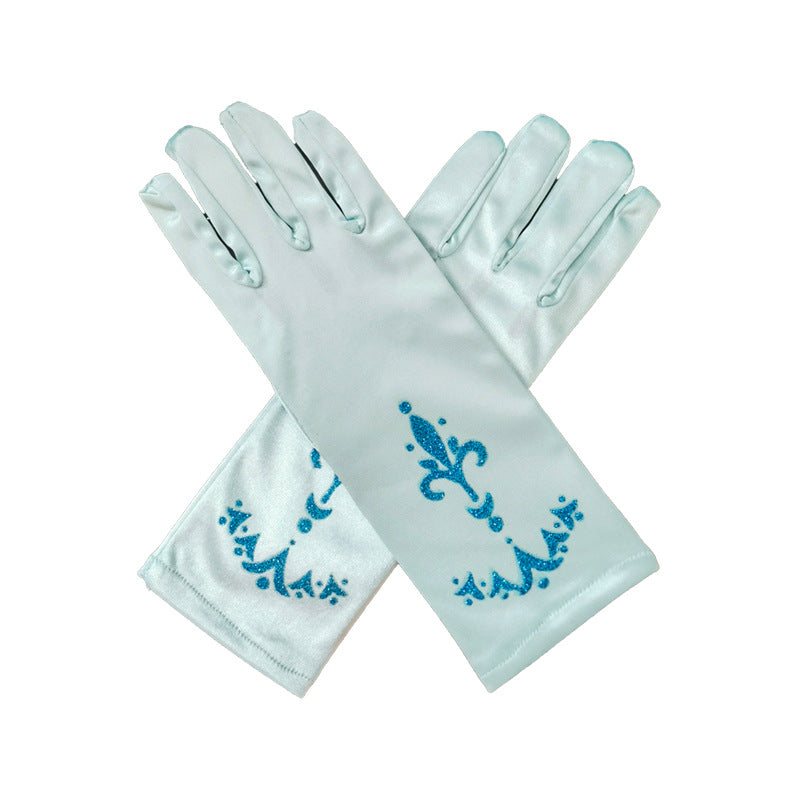 Children's Fashion Simple Printed Satin Gloves