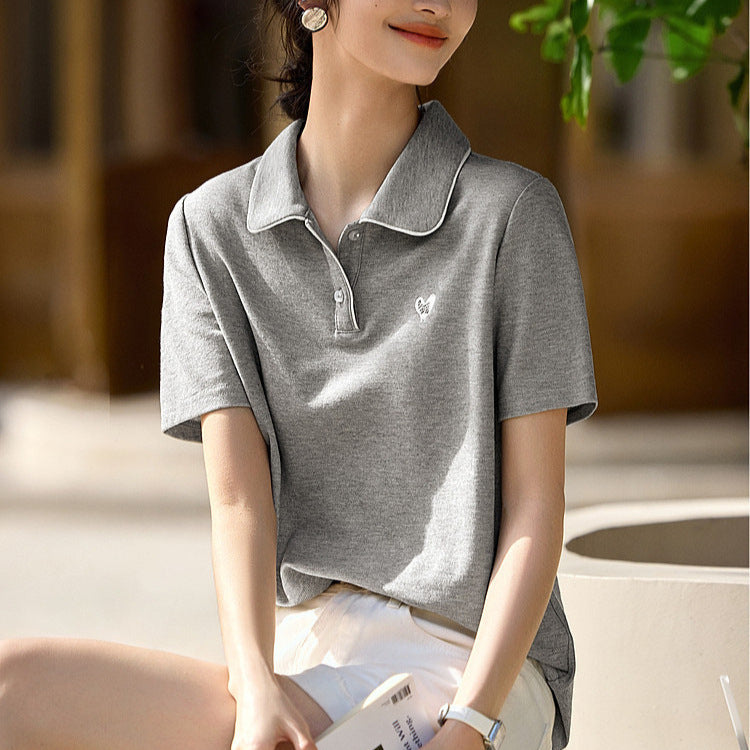 New Love Embroidered Lapel Casual Versatile Slimming Shirt
