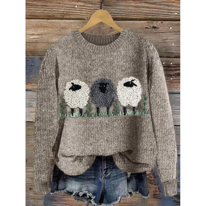 Style Digital Printing Drop-shoulder Long Sweater Abstract