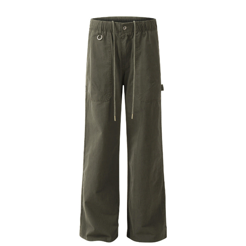 Drape Women's Large Pocket Design Straight Loose High Waist Casual Trousers