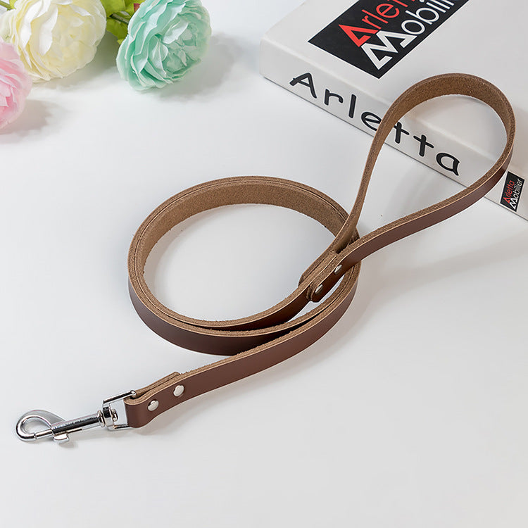 Leather Solid Color Dog Chain Leash
