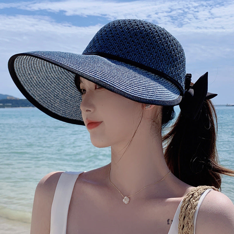 Simple And Casual Bow Tie Face Protection Sun Hat