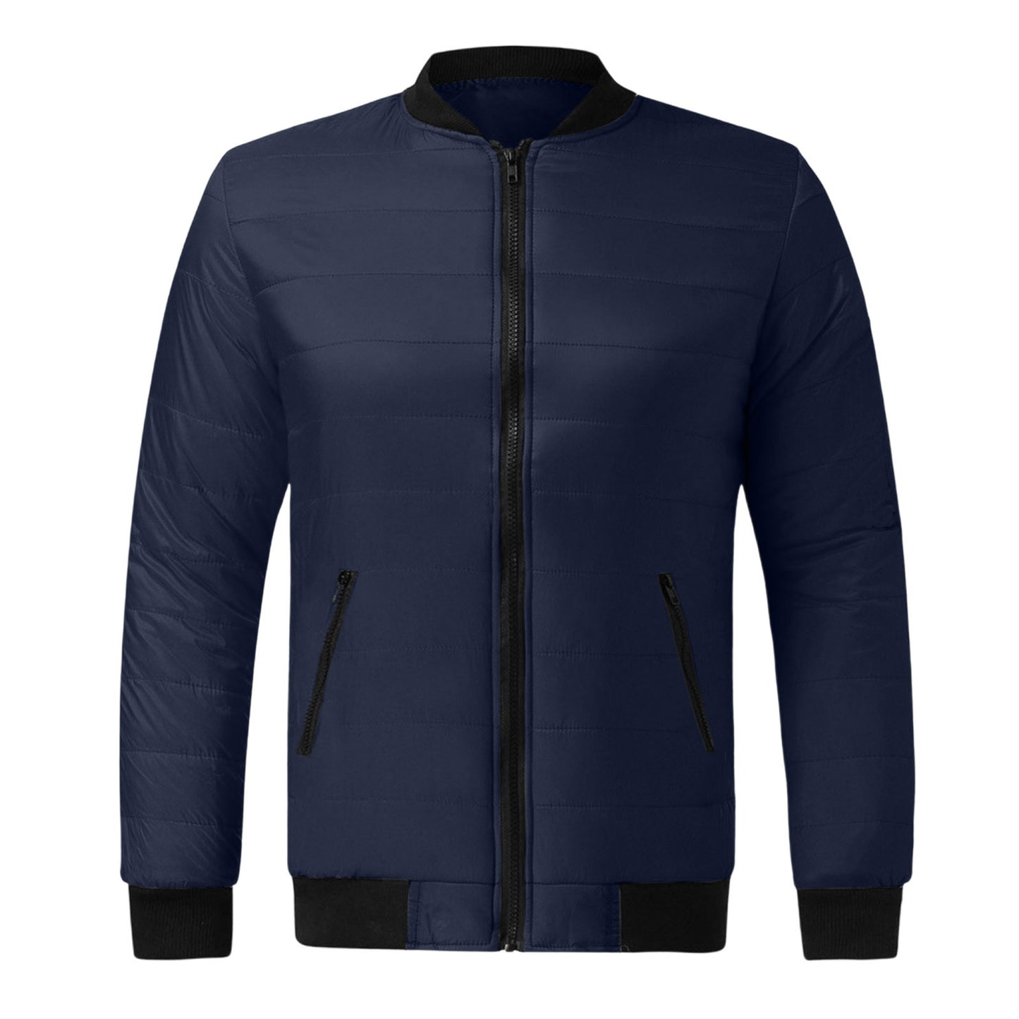 Mens Solid-Color Stand-Up Collar Cotton Padded Jacket Baseball Uniform