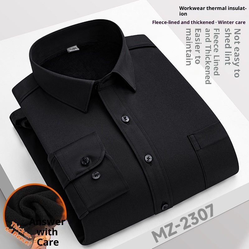 Winter Professional Shirt Men's Workwear Warm Fleece-lined