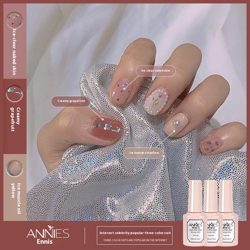 Women's Three-color New Ice Jelly Nude Color Gel Nail Polish Suit