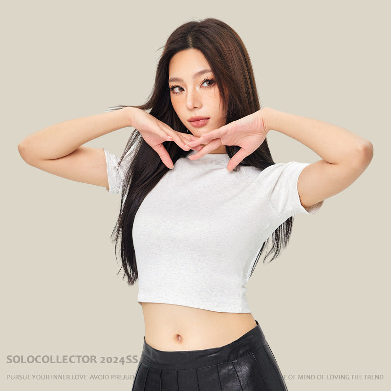 250g Niche Short Hot Girl T-shirt Raglan Sleeve European And American Ins